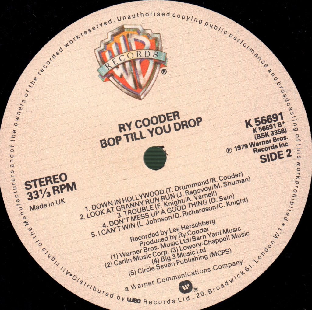 Ry Cooder - Bop Till You Drop - Lp