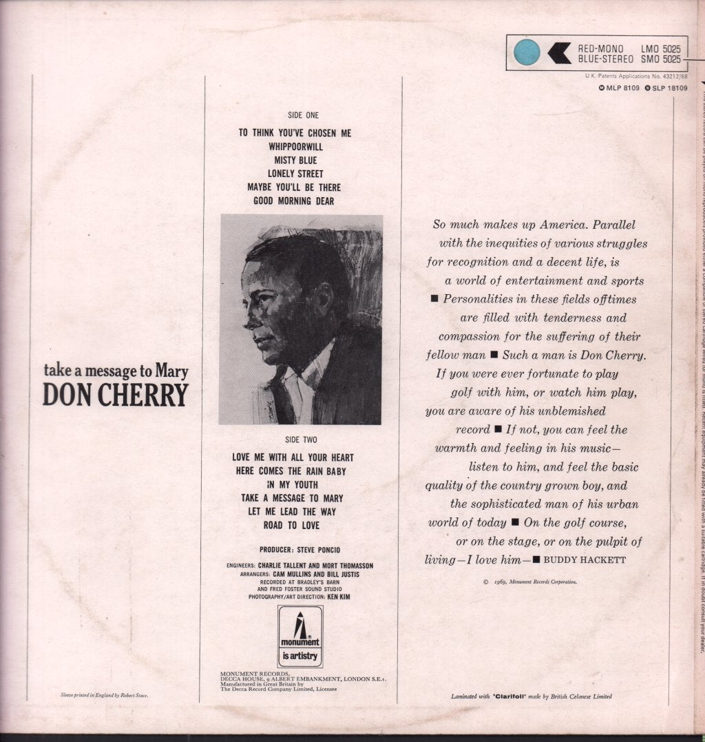 Don Cherry - Take A Message To Mary - Lp