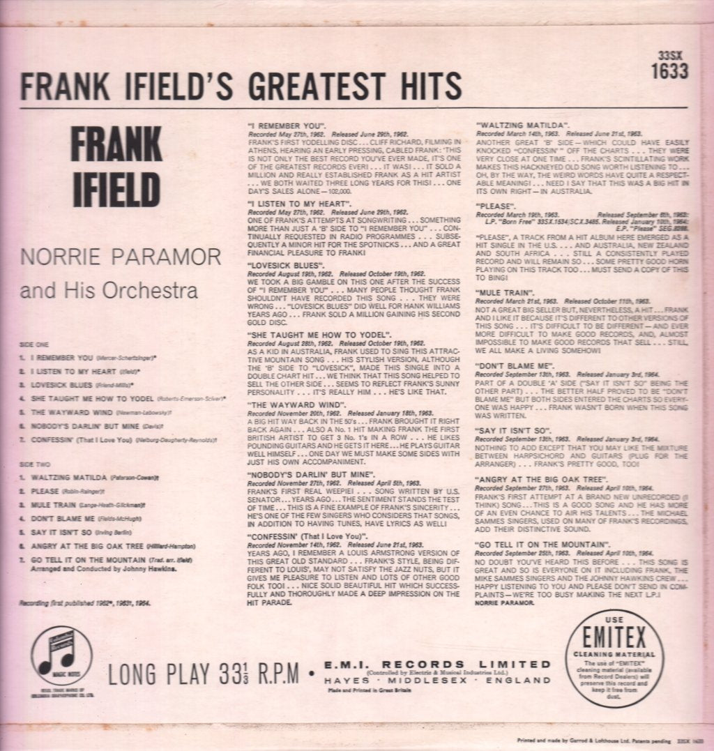 Frank Ifield - Greatest Hits - Lp