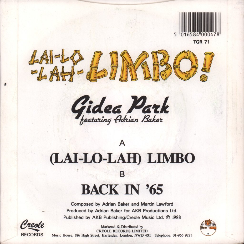 Gidea Park featuring adrian baker - Lai Lo Lah Limbo - 7 Inch