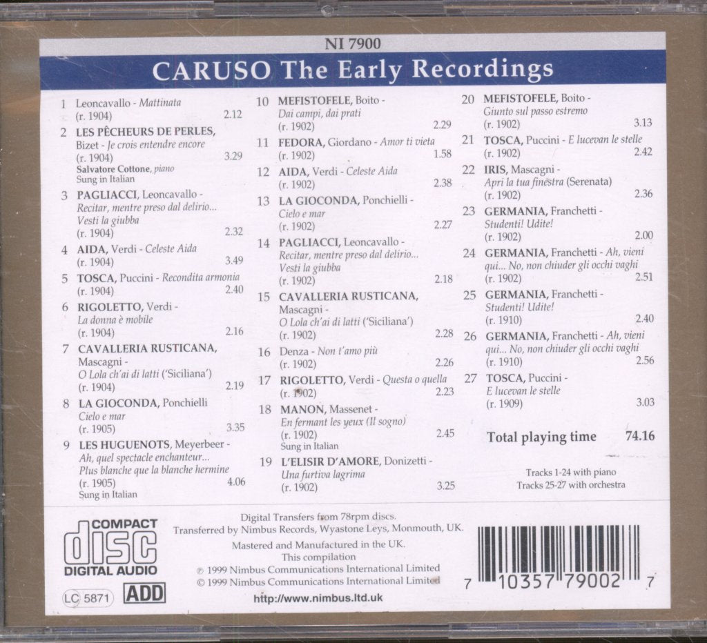 Enrico Caruso - Early Recordings - Double Cd