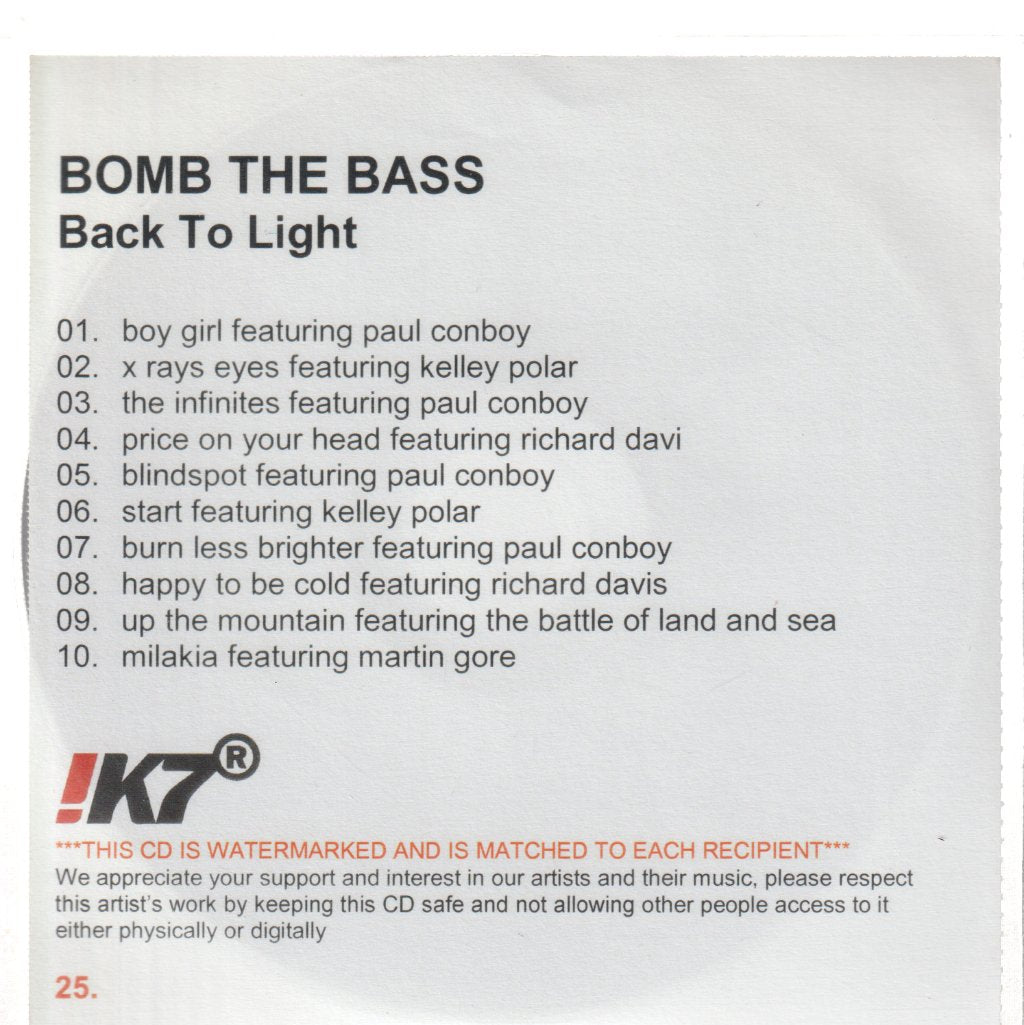 Bomb The Bass - Back To Light - Cdr
