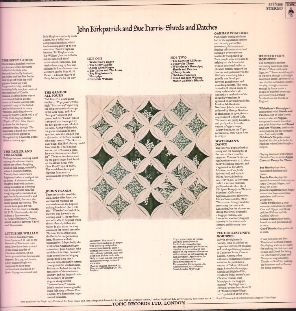 John Kirkpatrick And Sue Harris - Shreds And Patches - Lp