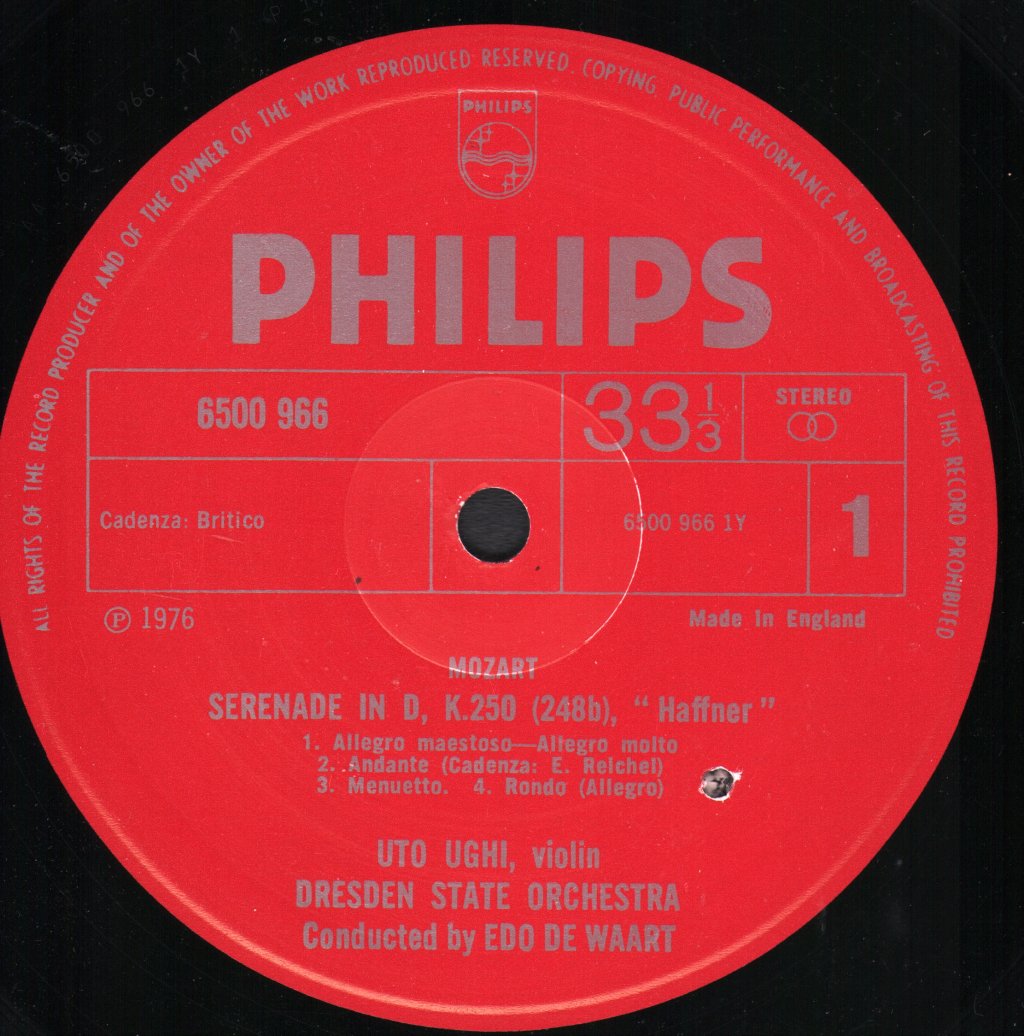 Edo De Waart / Dresden State Orchestra - Mozart - "Haffner" Serenade, K.250 / March In D, K.249 - Lp