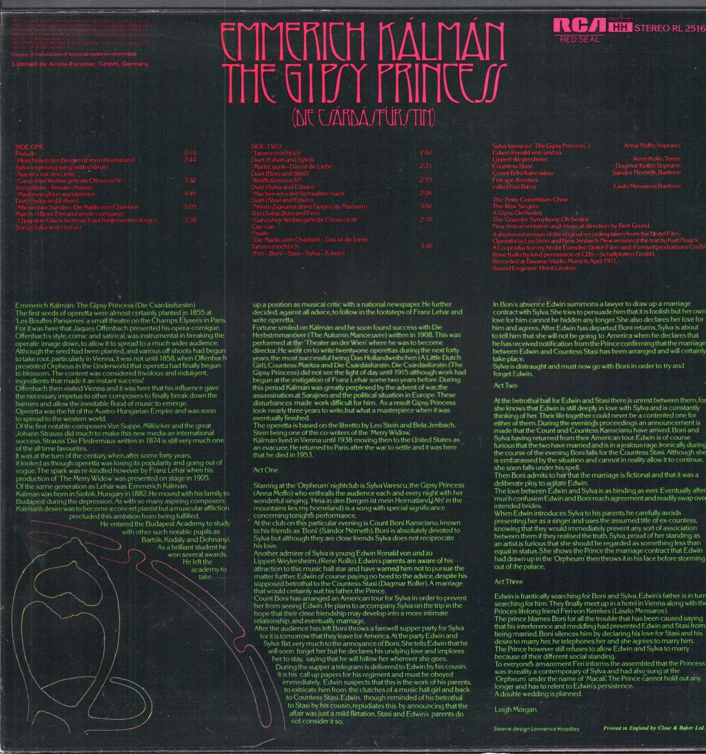Anna Moffo / Rene Kollo / Dagmar Koller/ Bert Grund - Kalman - Gypsy Princess - Highlights From Die Csardasfurstin - Lp