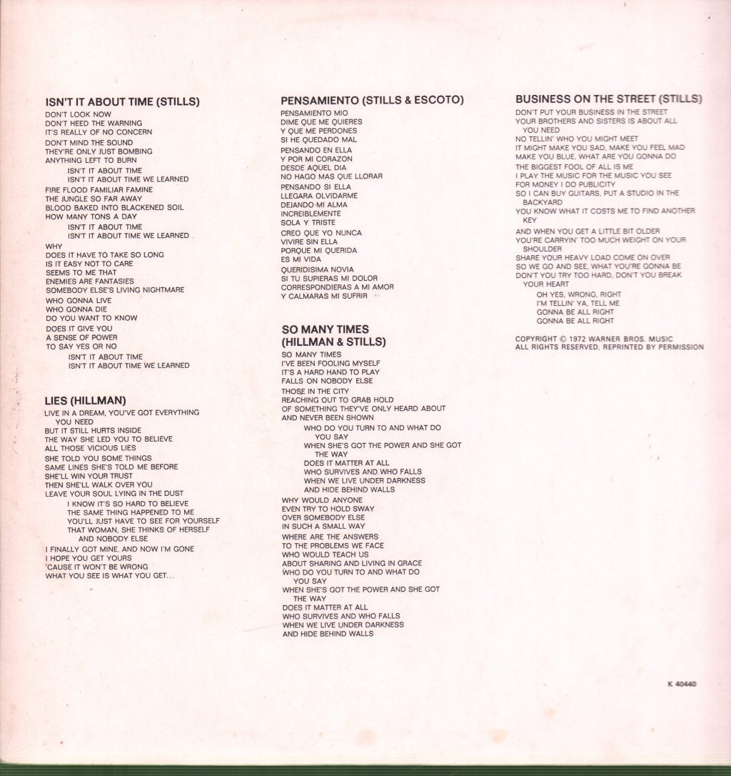Stephen Stills Manassas - Down The Road - Lp