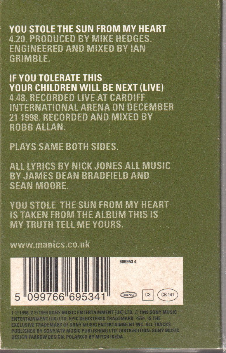 Manic Street Preachers - You Stole The Sun From My Heart - Cassette
