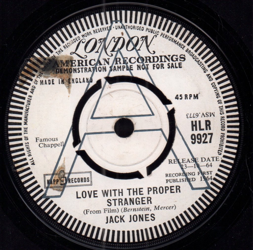 Jack Jones - Love With The Proper Stranger - 7 Inch