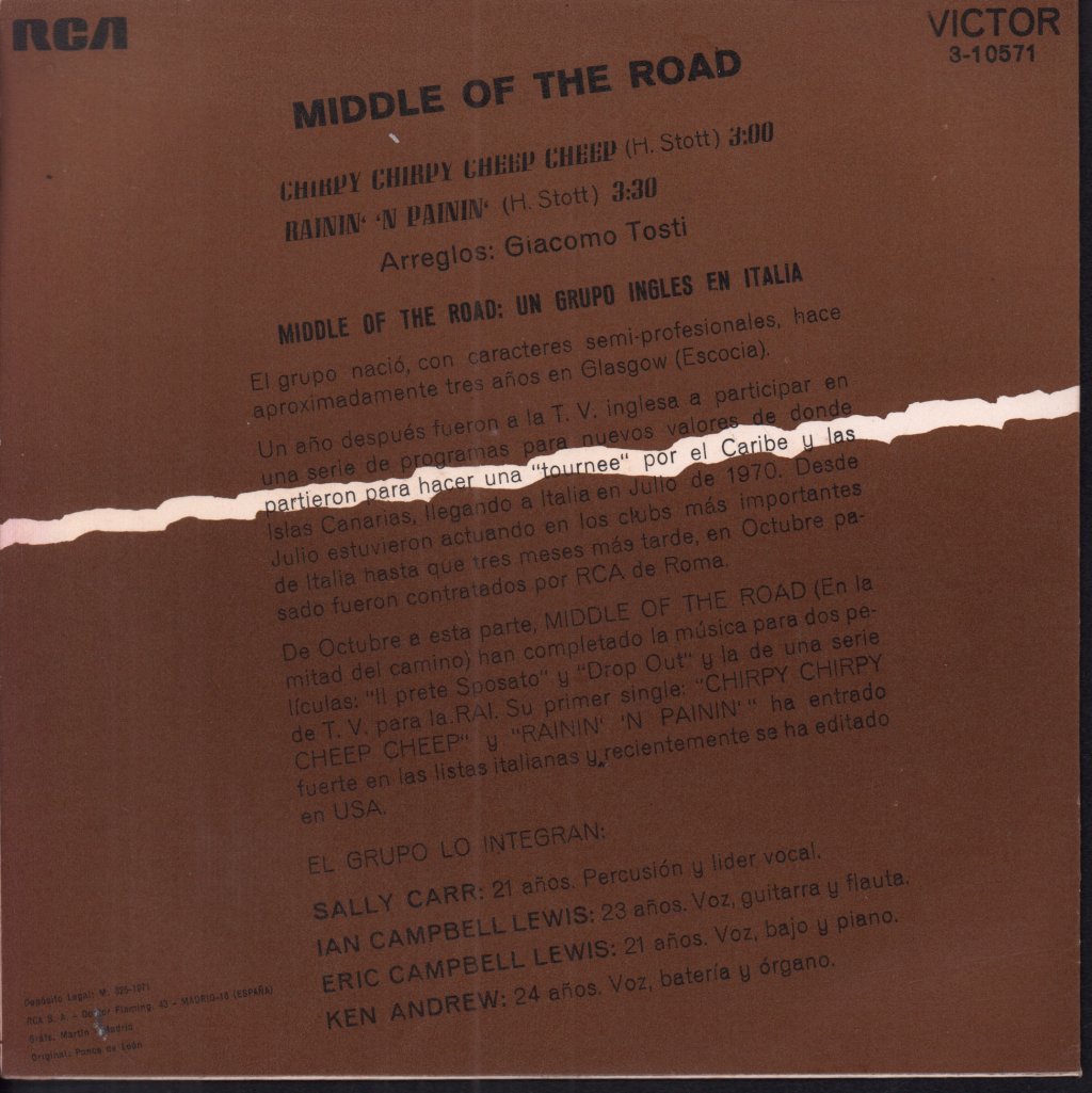 Middle Of The Road - Chirpy Chirpy Cheep Cheep - 7 Inch