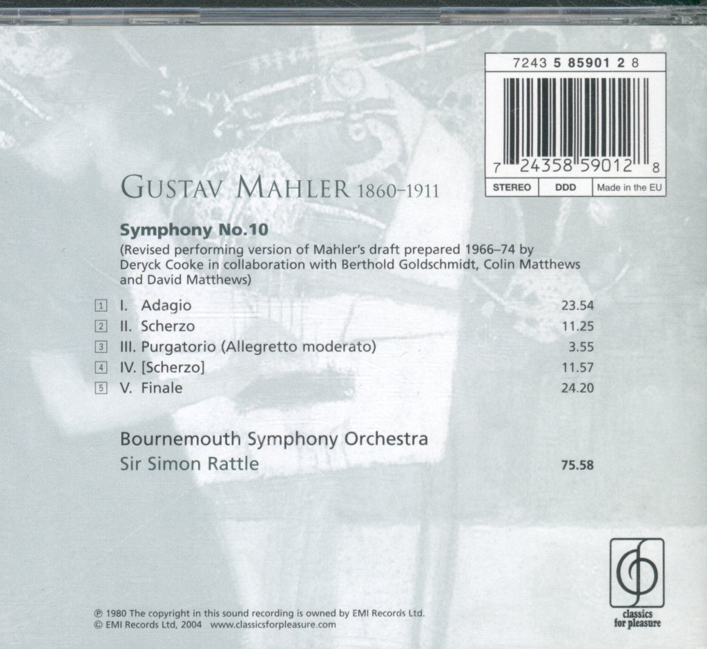 Sir Simon Rattle Bournemouth Symphony Orchestra - Mahler - Symphony No 10 - Cd
