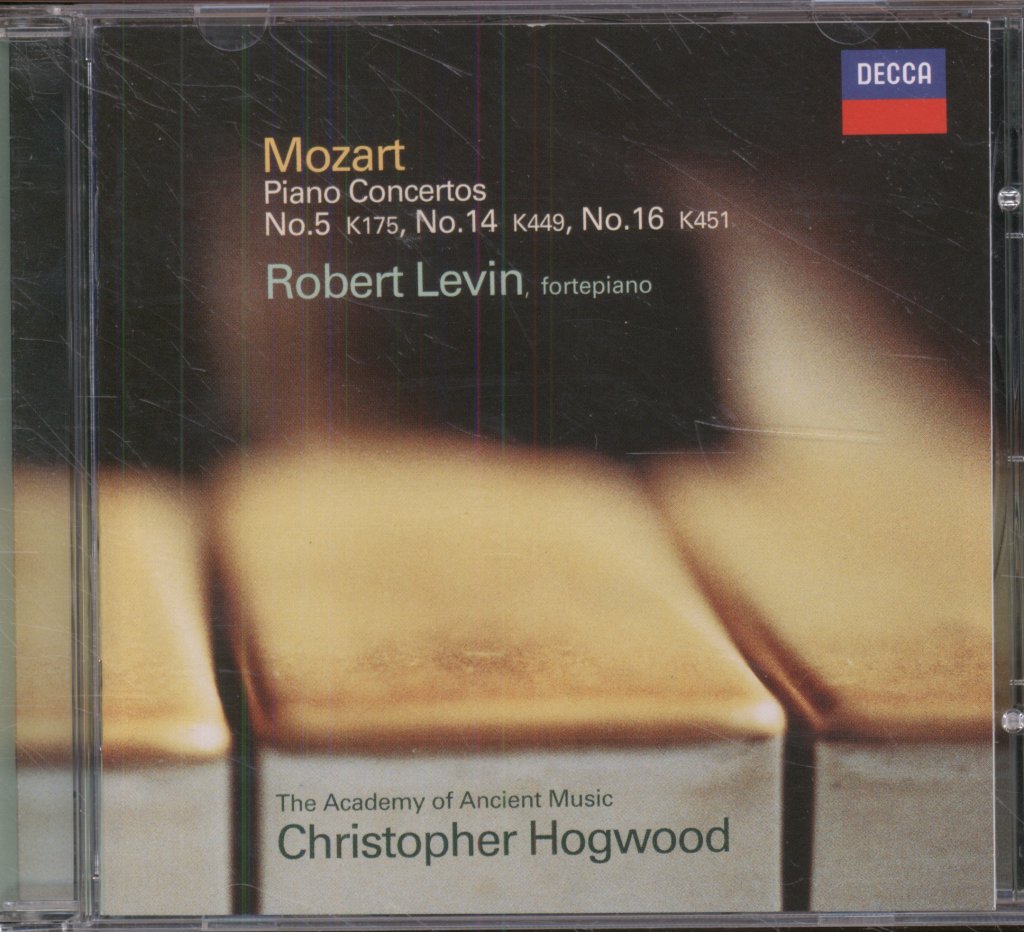 Robert Levin, The Academy Of Ancient Music, Christopher Hogwood - Mozart - Piano Concertos No.5 K175, No.14 K449, No.16 K451 - Cd