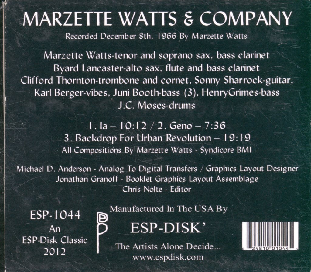 Marzette Watts - Marzette Watts & Company - Cd