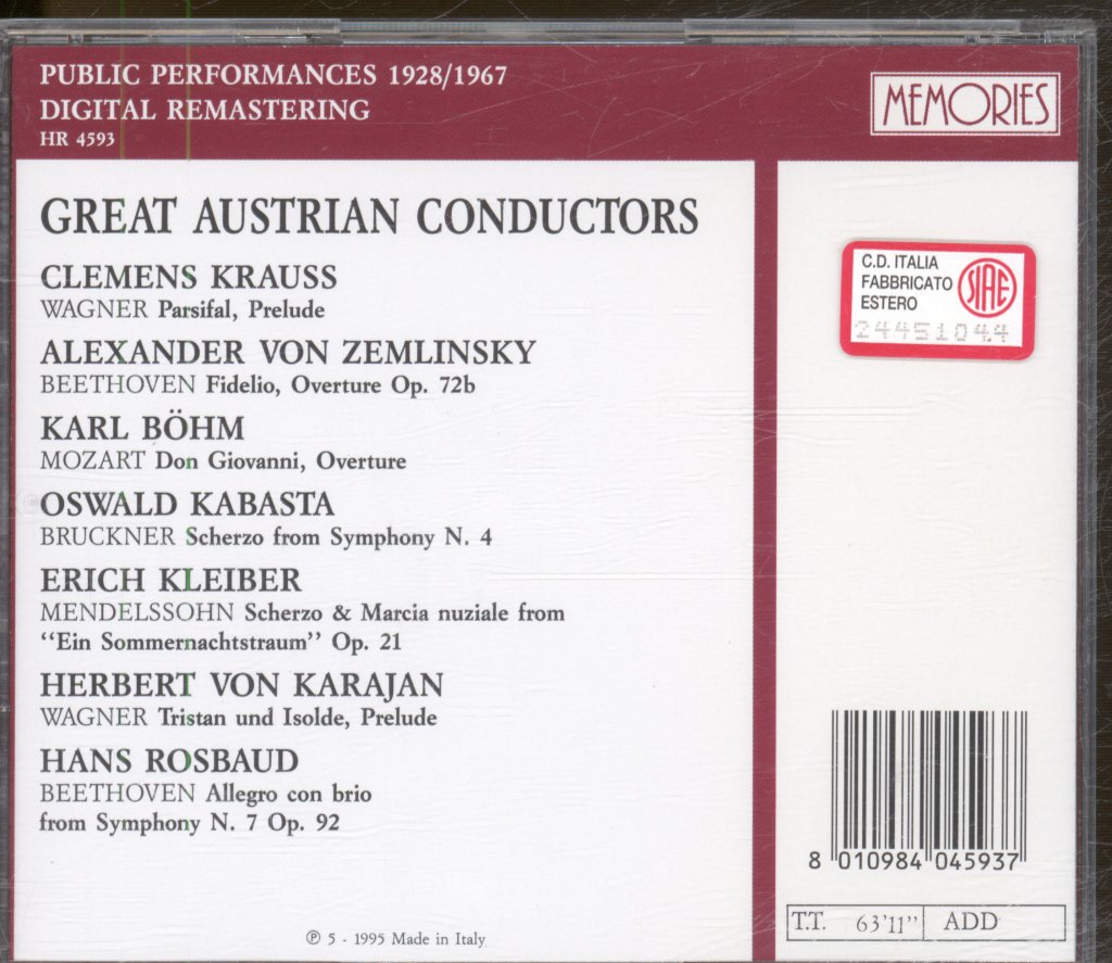 Various Artists - Great Austrian Conductors - Cd