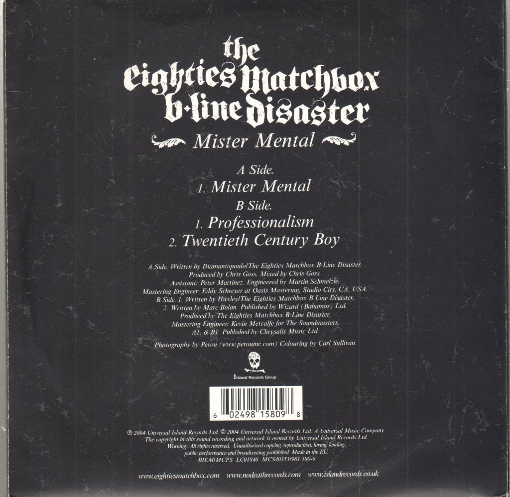Eighties Matchbox B Line Disaster - Mister Mental - 7 Inch