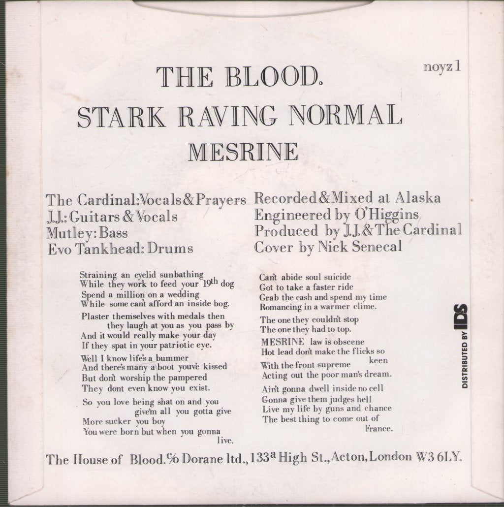 Blood (Punk/Oi) - Stark Raving Normal - 7 Inch