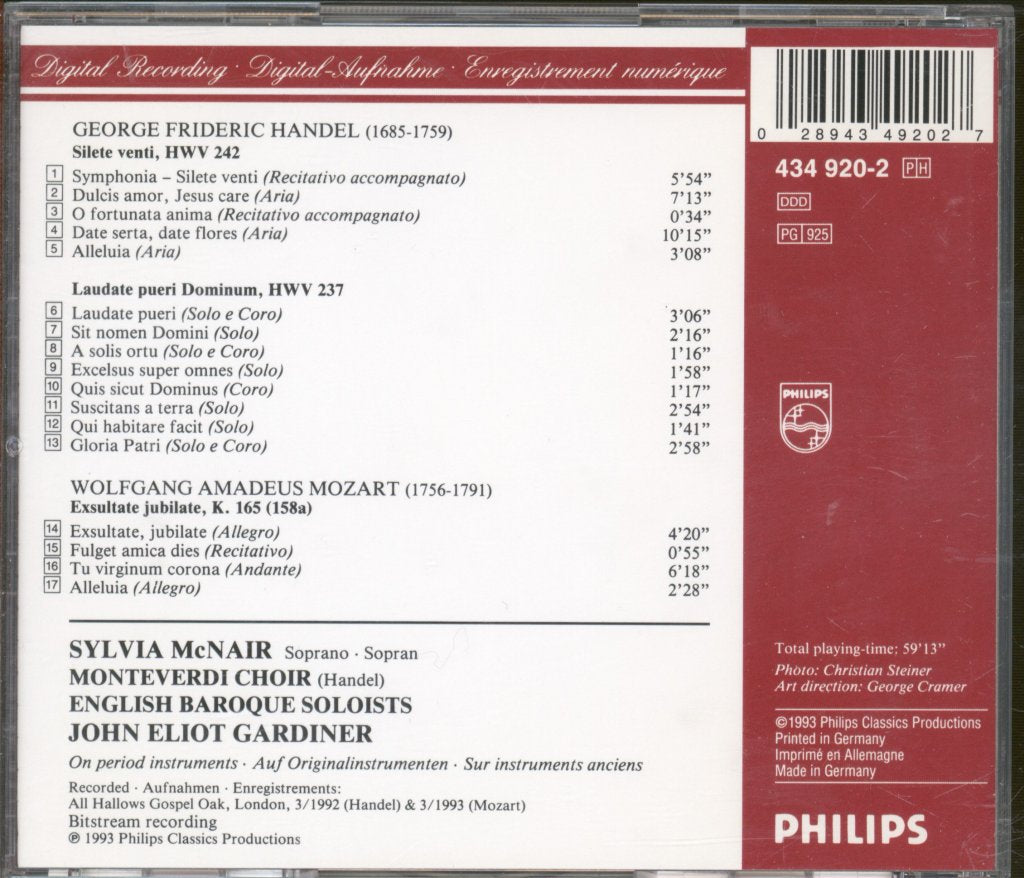 Monteverdi Choir, English Baroque Soloists, John Eliot Gardiner - Exsultate Jubilate / Works By Handel And Mozart - Cd