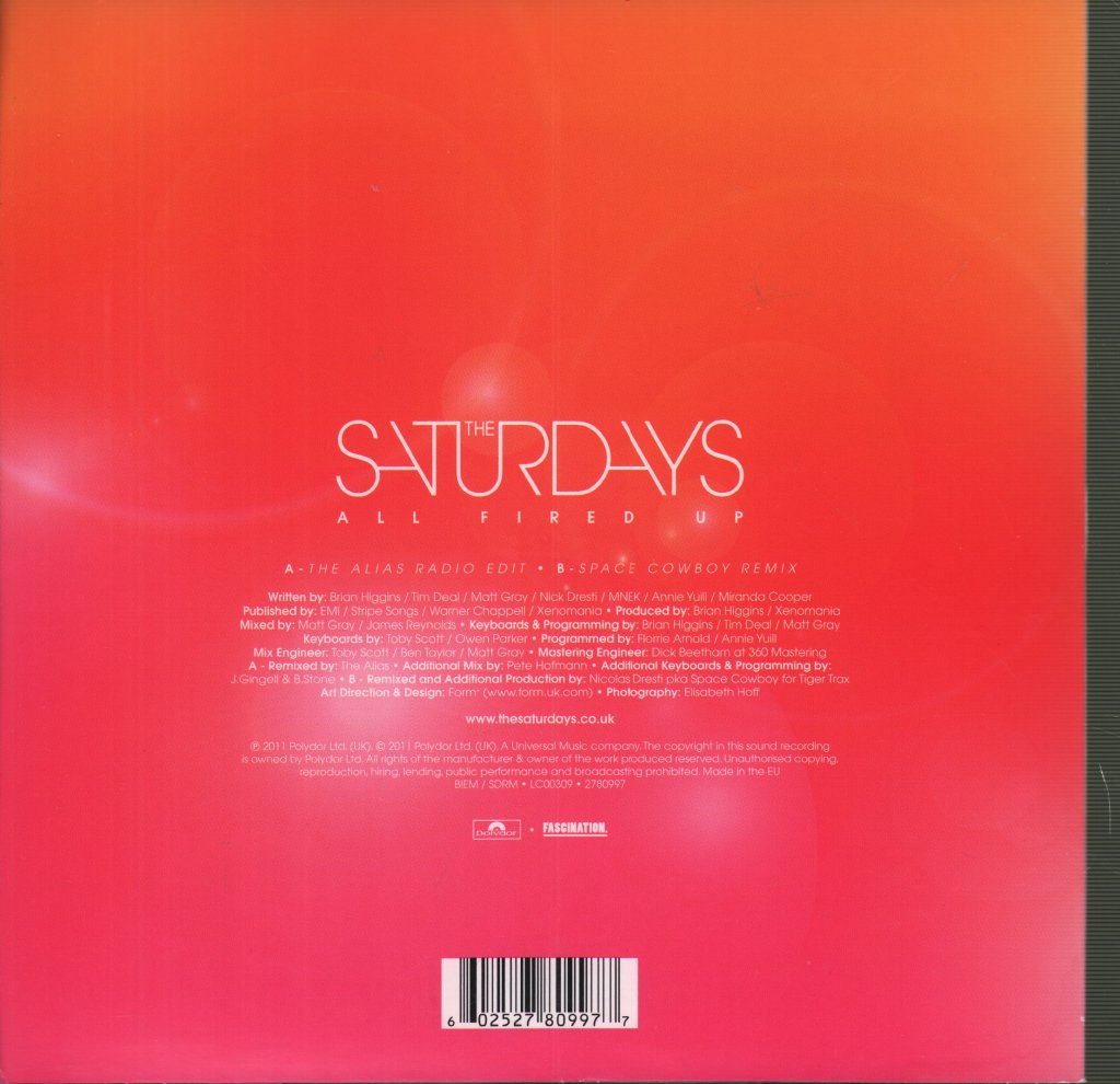 Saturdays - All Fired Up - 7 Inch