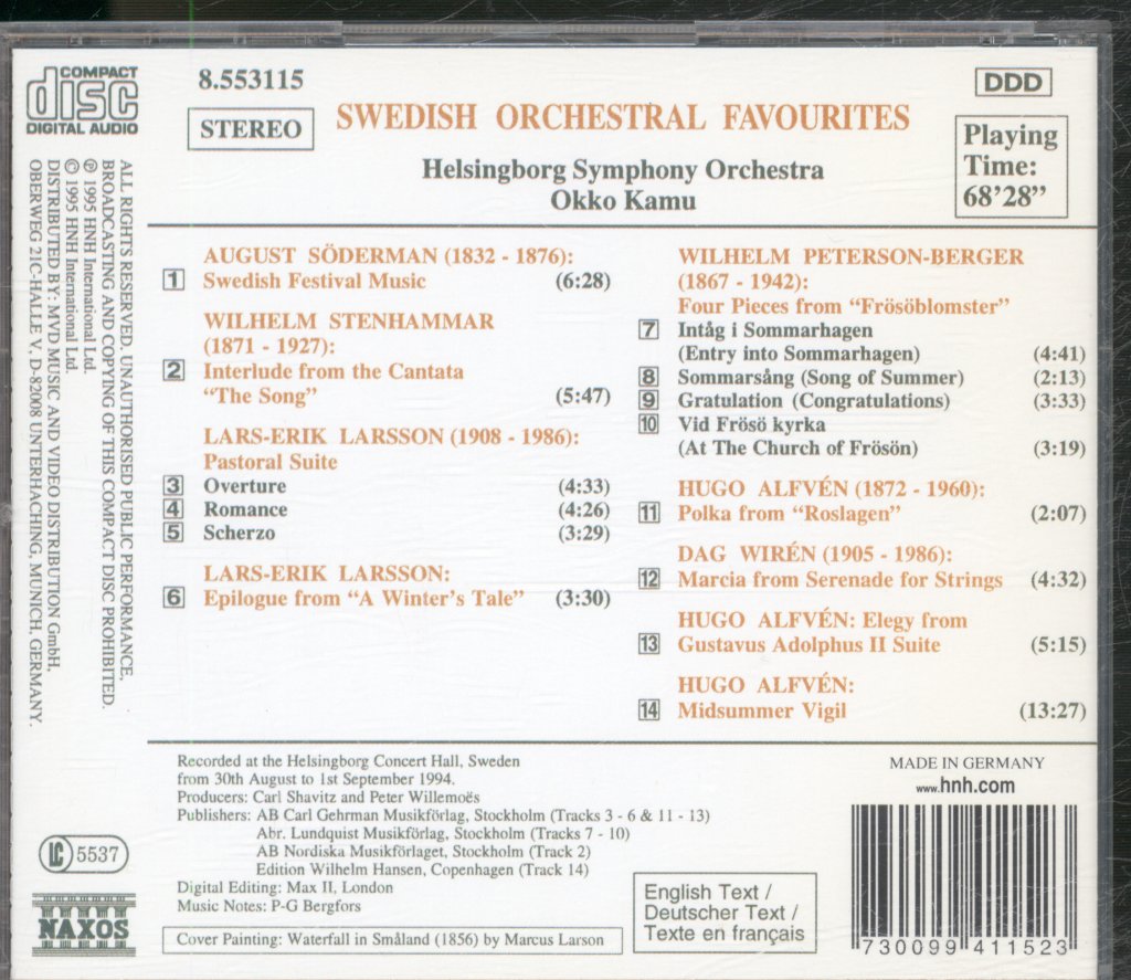 Helsingborg Symphony Orchestra, Okko Kamu - Swedish Orchestral Favourites - Cd