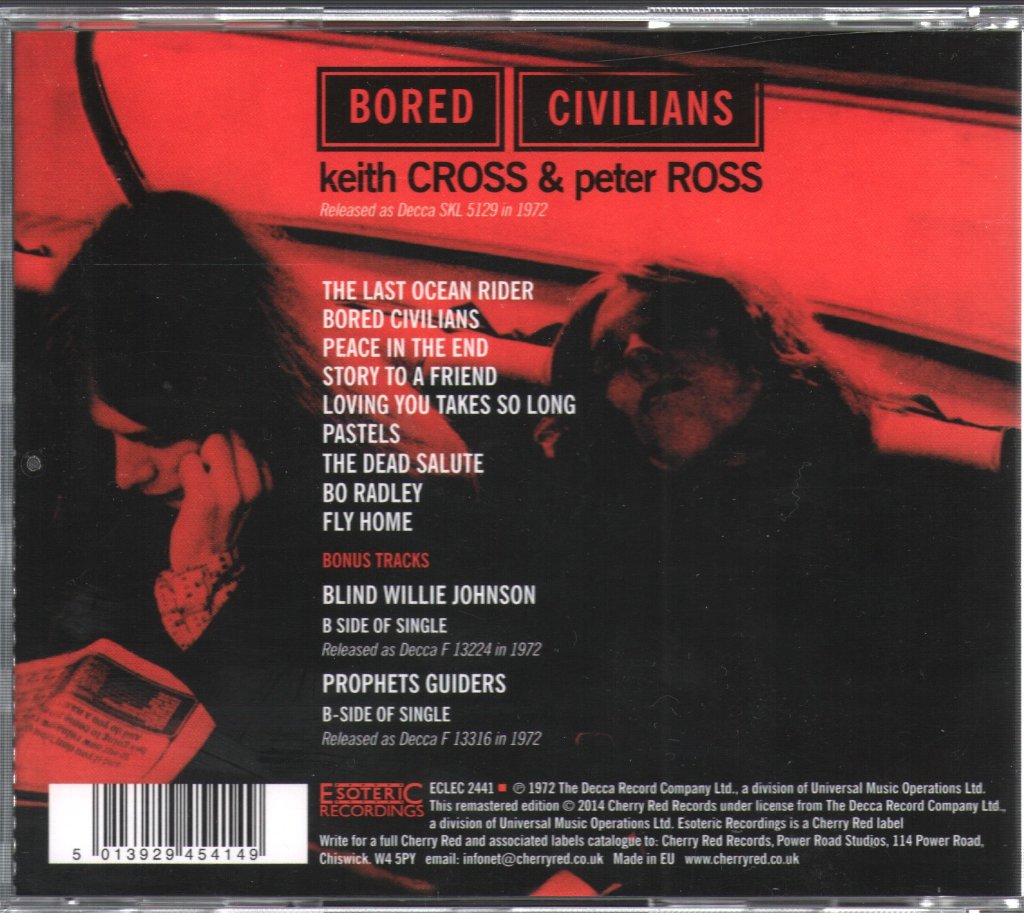 Keith Cross And Peter Ross - Bored Civilians - Cd