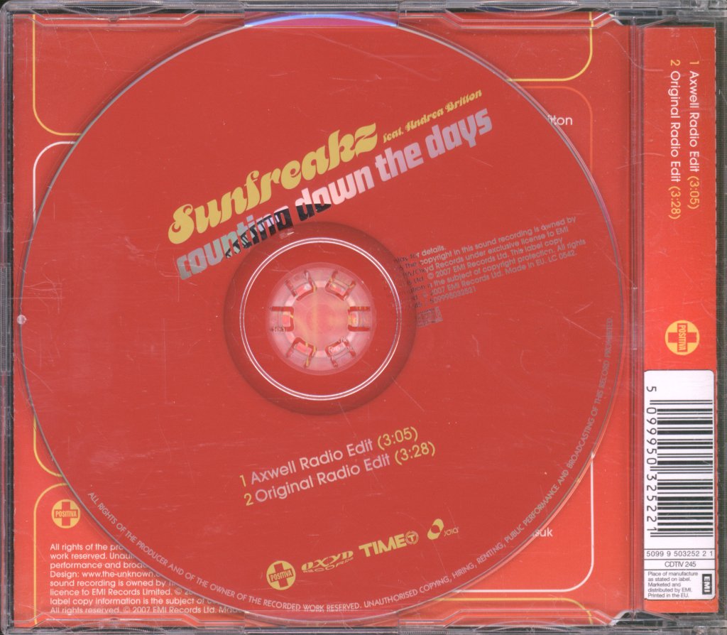 Sunfreakz Featuring Andrea Britton - Counting Down The Days - Cd