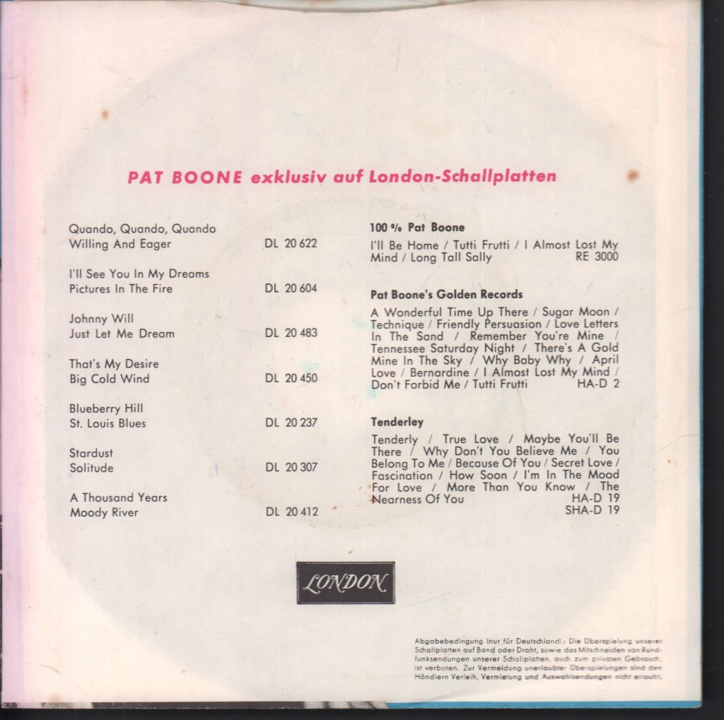 Pat Boone - Speedy Gonzales - 7 Inch