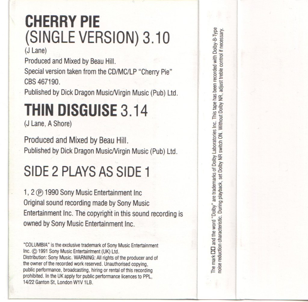 Warrant - Cherry Pie - Cassette