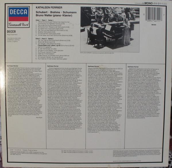 Kathleen Ferrier - schubert brahms schumann - Lp