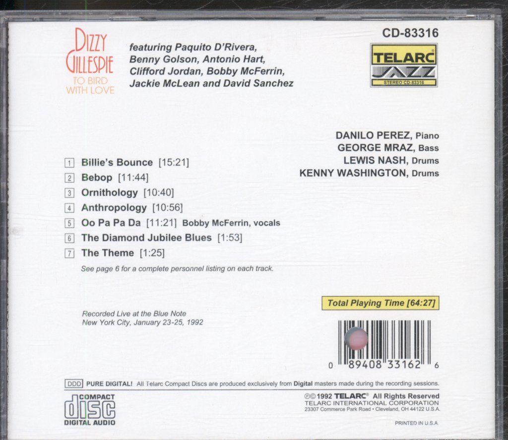 Dizzy Gillespie - To Bird With Love - Cd