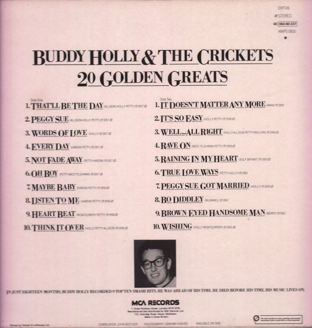Buddy Holly And The Crickets - 20 Golden Greats - Lp