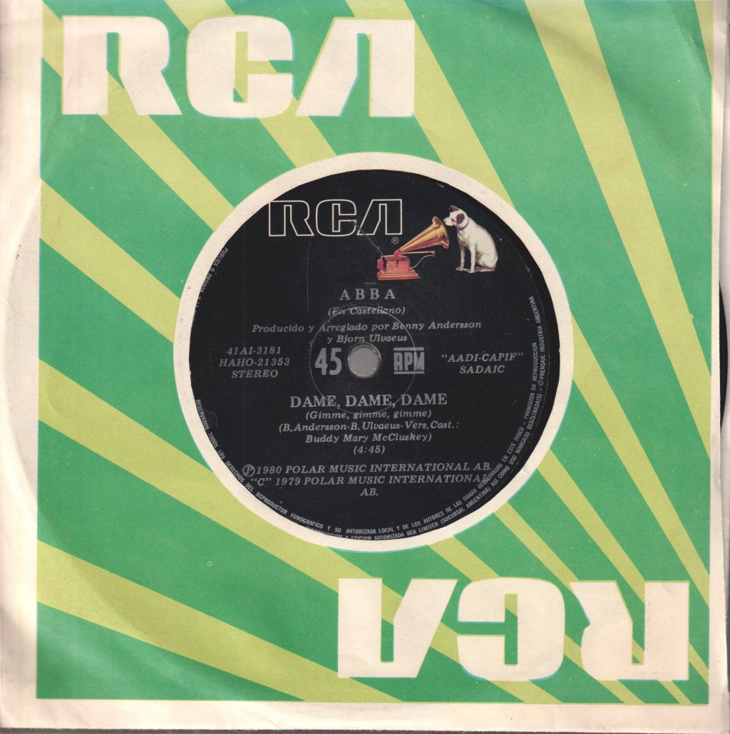 ABBA - En Castellano: Gracias Por La Música (Thank You For The Music) / Dame, Dame, Dame (Gimme, Gimme, Gimme) - 7 Inch