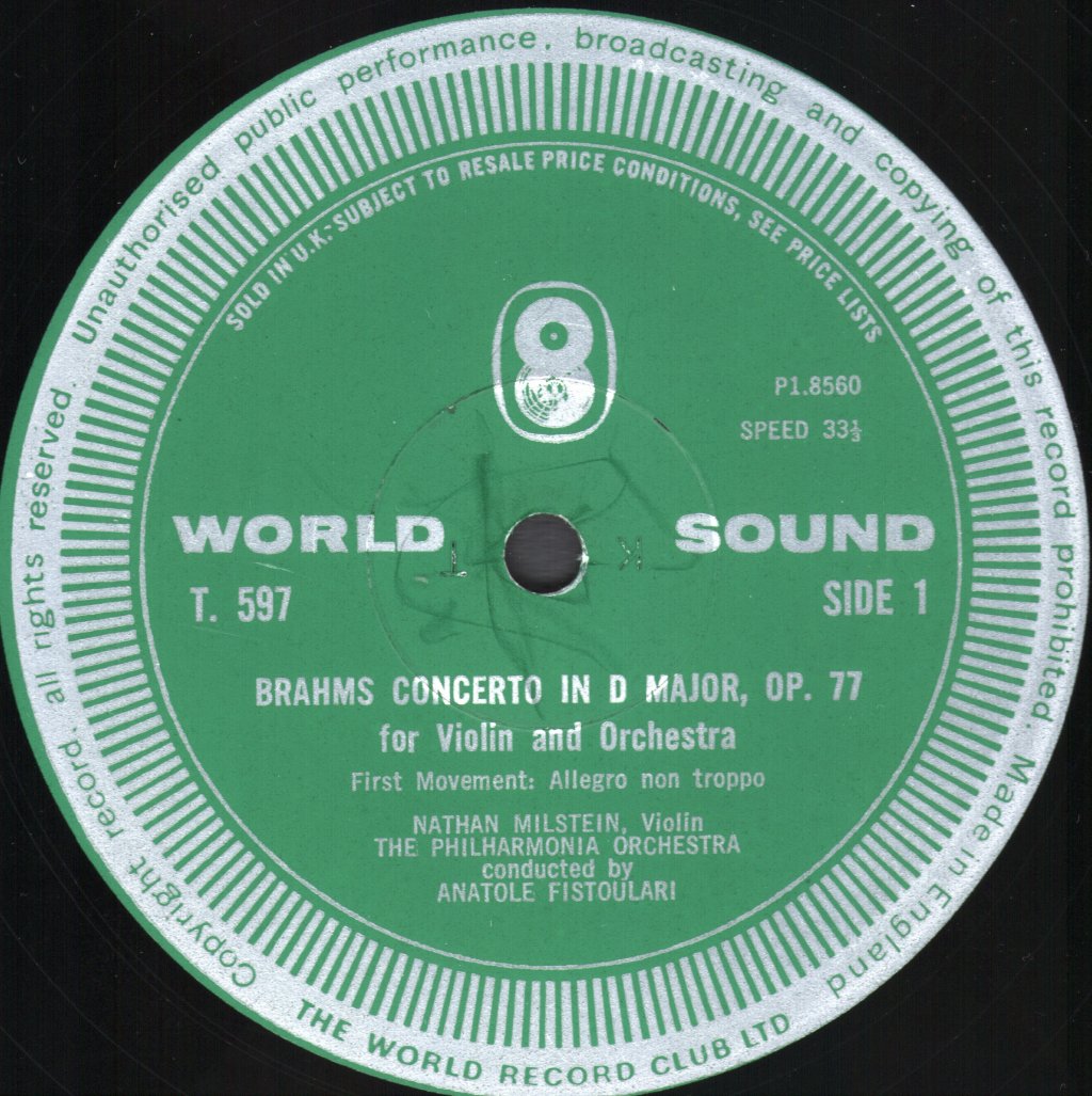 Nathan Milstein / Anatole Fistoulari / Philharmonia - Brahms - Violin Concerto - Lp