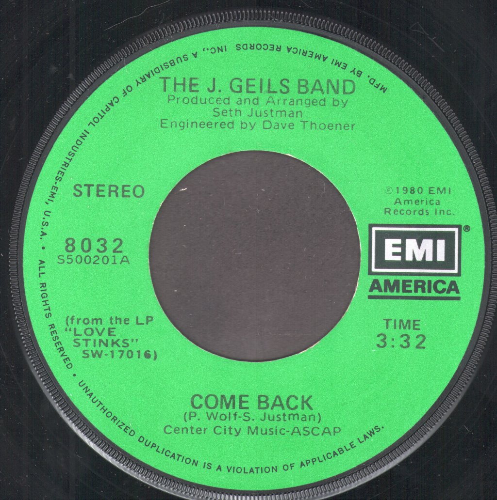 J. Geils Band - Come Back - 7 Inch