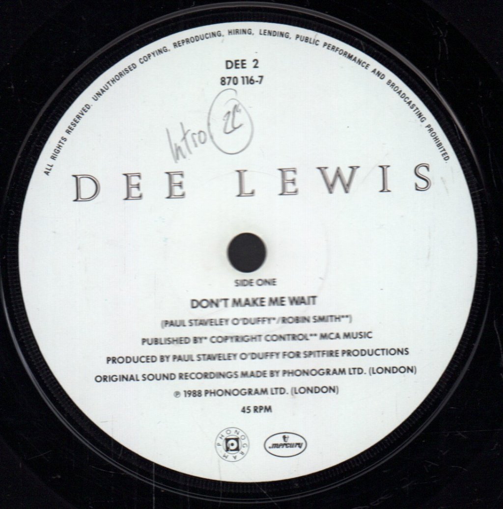 Dee Lewis - Don't Make Me Wait - 7 Inch