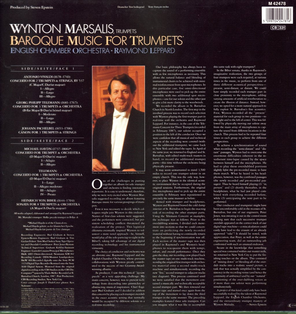 Wynton Marsalis - Baroque Music For Trumpets - Lp