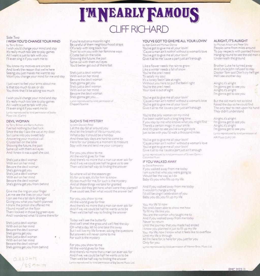 Cliff Richard - I'm Nearly Famous - Lp