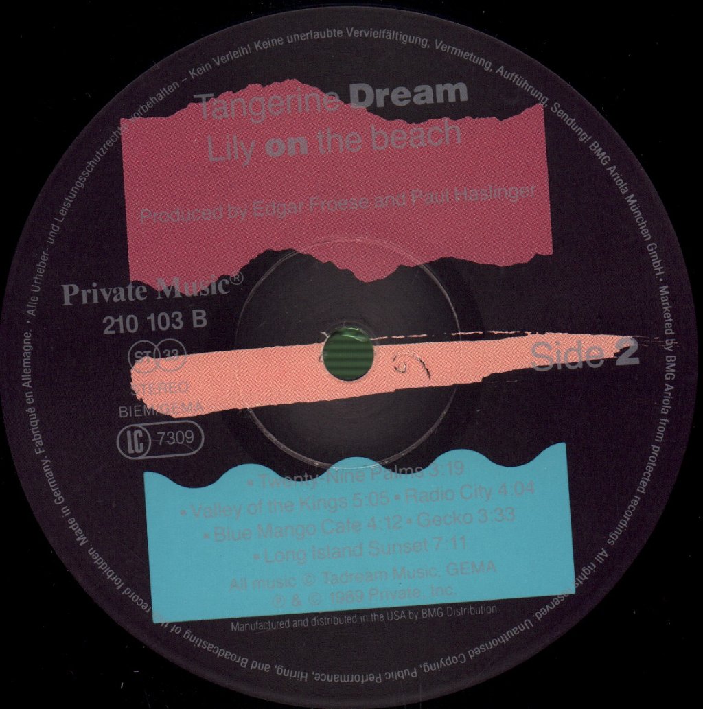 Tangerine Dream - Lily On The Beach - Lp