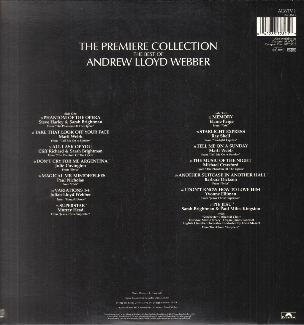 Andrew Lloyd Webber - Premiere Collection best of - Lp