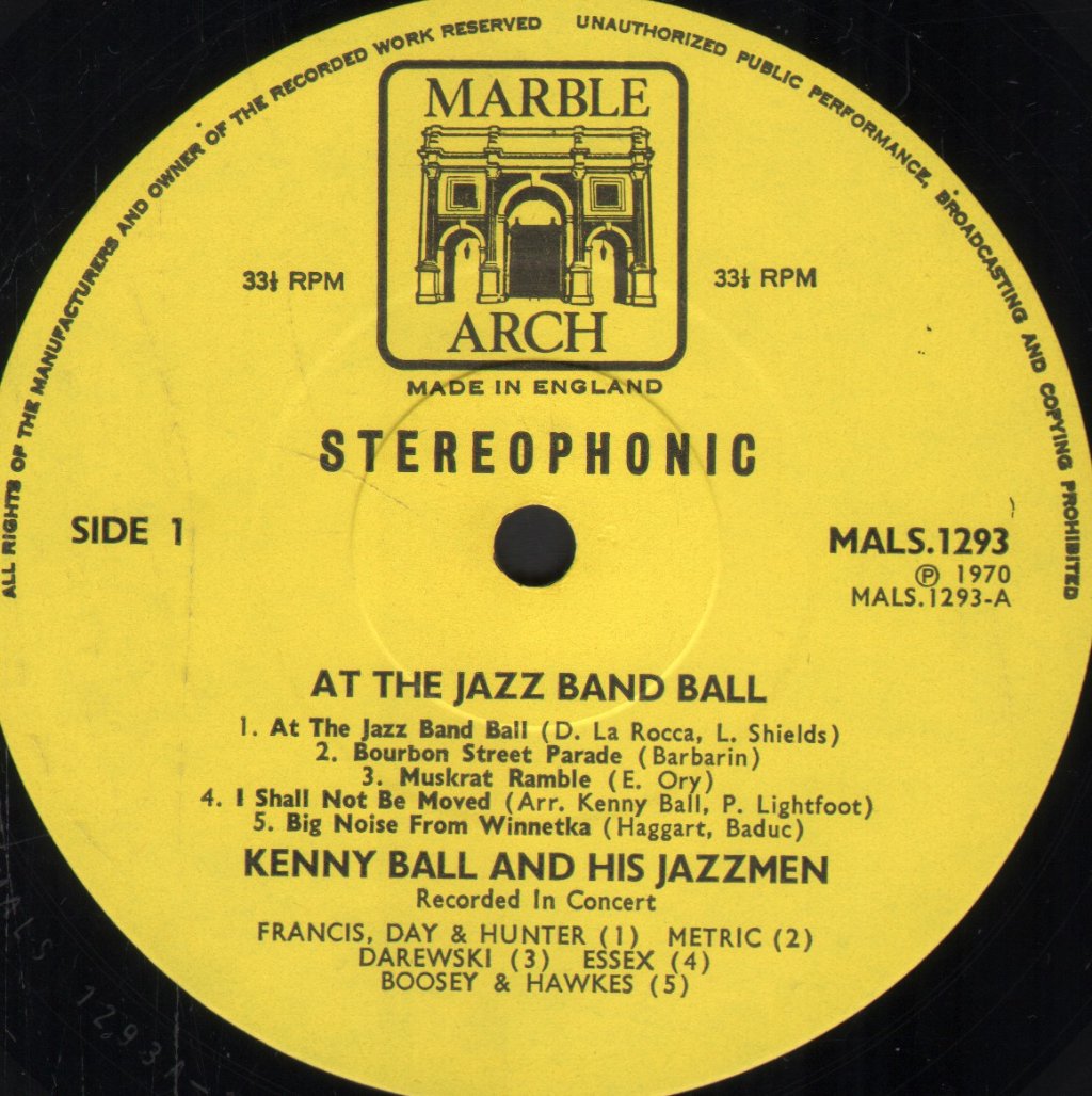 Kenny Ball And His Jazz Men - At The Jazz Band Ball - Lp
