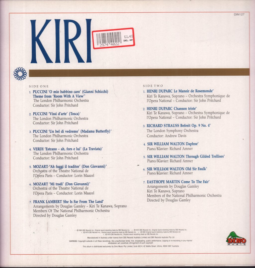 Kiri Te Kanawa - Kiri - Lp