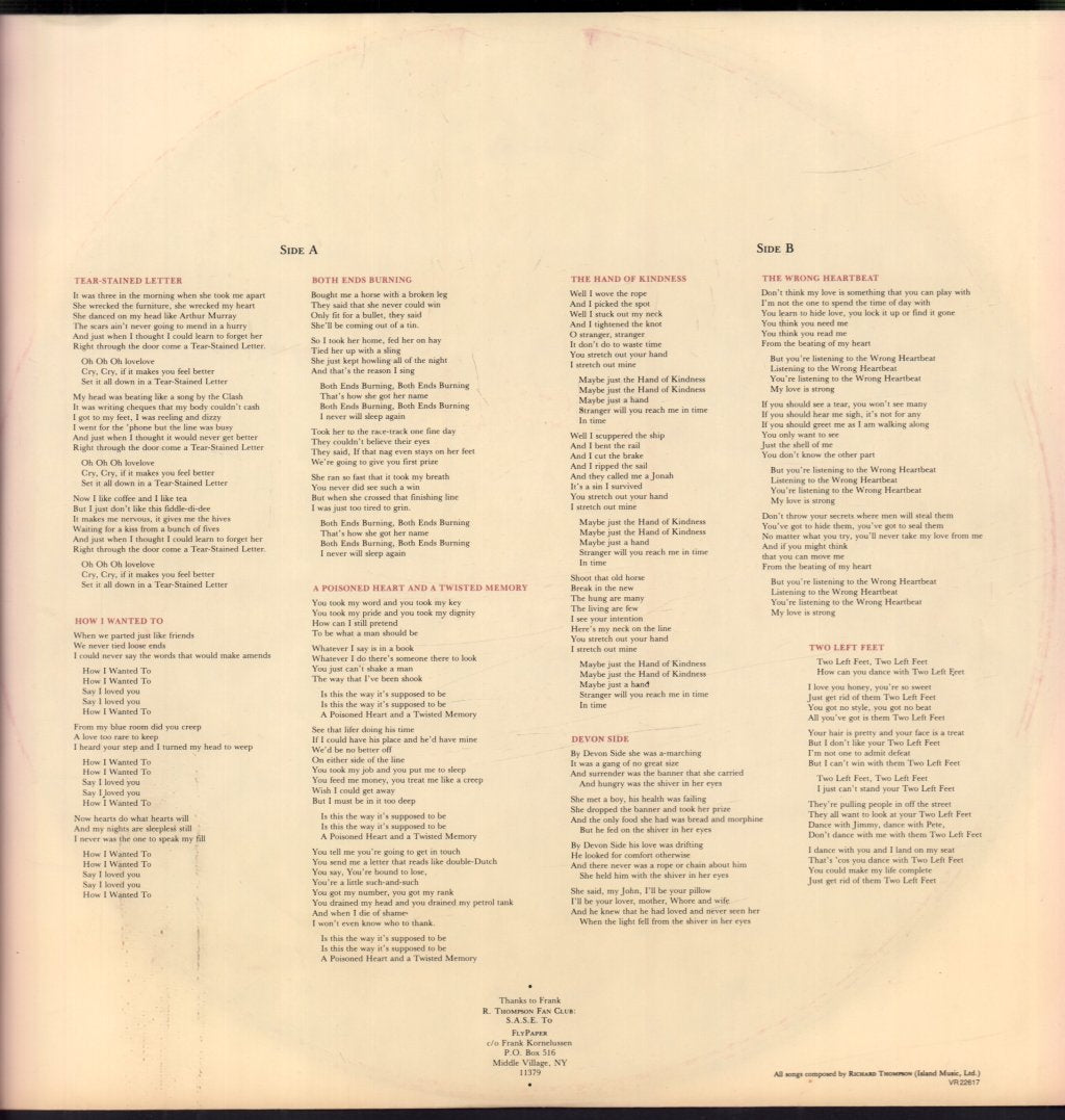 Richard Thompson - Hand Of Kindness - Lp