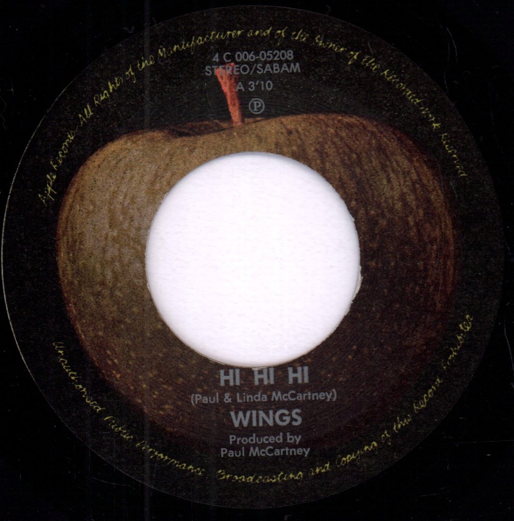 Wings (Paul McCartney's Group) - Hi Hi Hi - 7 Inch