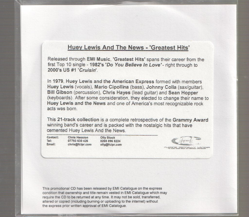 Huey Lewis & The News - Greatest Hits - Cdr