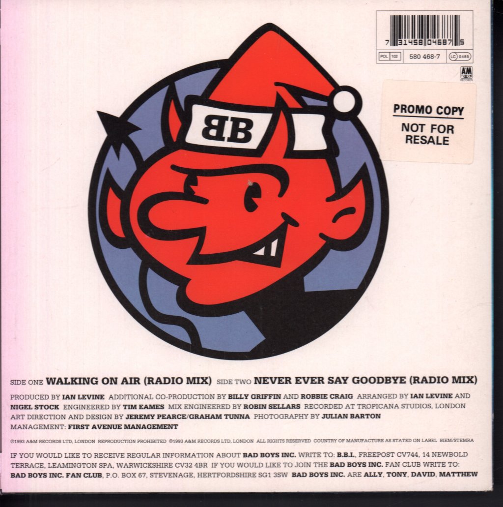 Bad Boys Inc - Walking On Air - 7 Inch