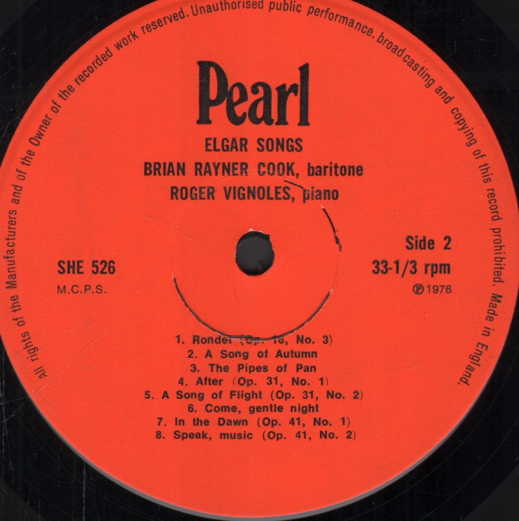 Brian Rayner Cook / Roger Vignoles - Elgar Songs - Lp