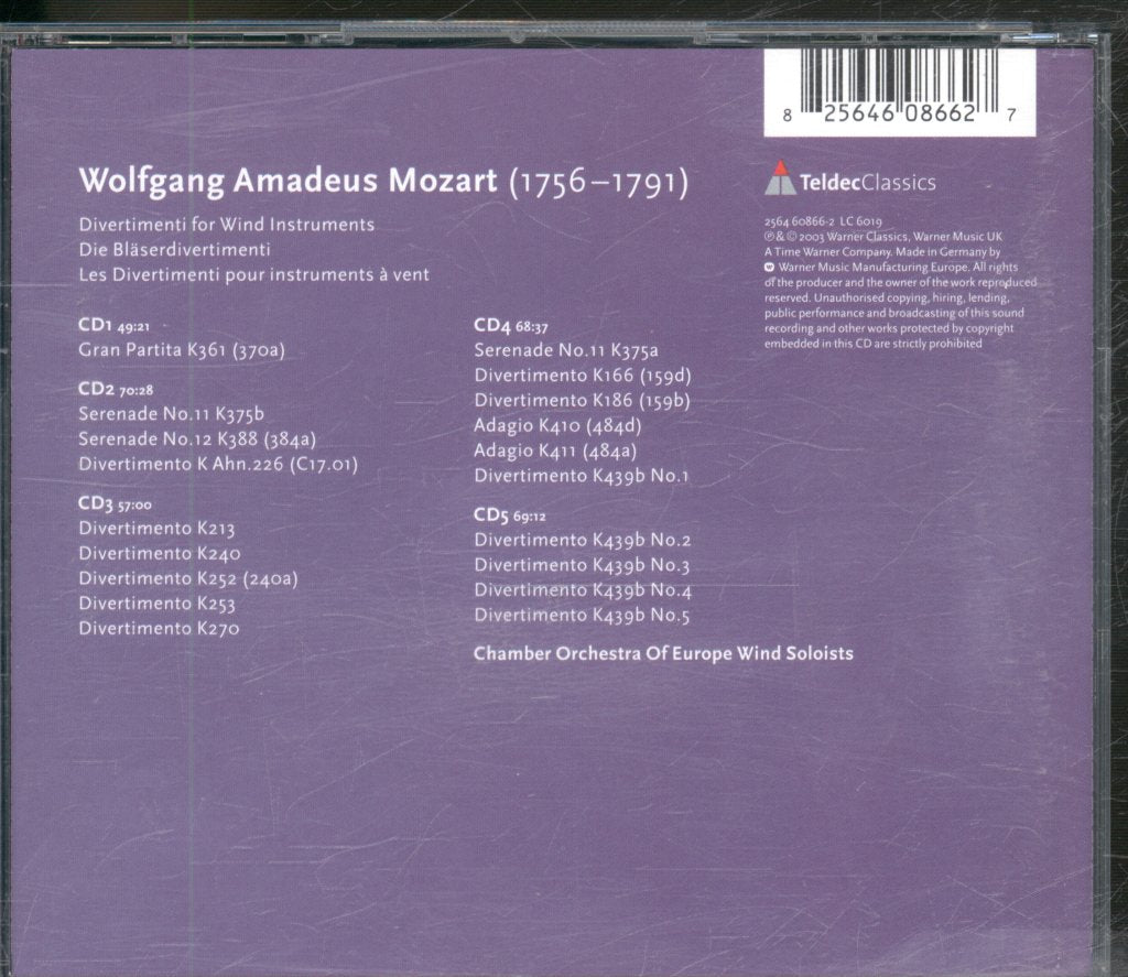 Chamber Orchestra Of Europe Wind Soloists - Mozart - Divertimenti For Wind Instruments - Cd Set