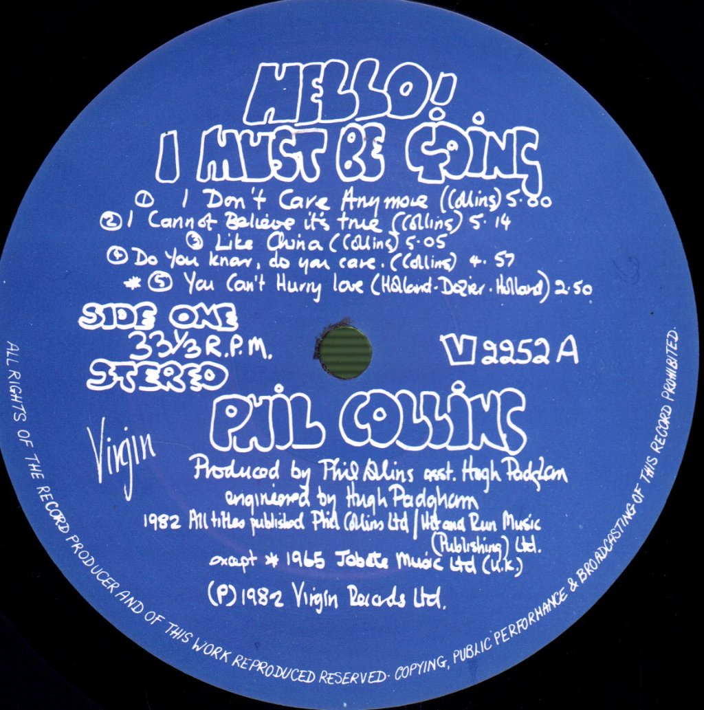 Phil Collins - Hello I Must Be Going - Lp