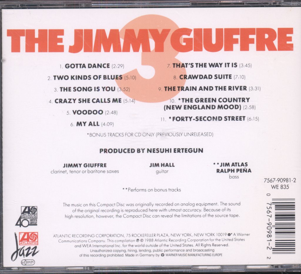 Jimmy Giuffre Trio - Jimmy Giuffre 3 - Cd