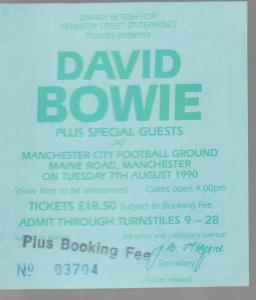 David Bowie - Maine Road Manchester 7Th August 1990 - Ticket