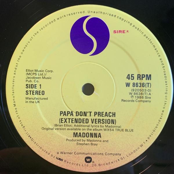 Madonna - Papa Don't Preach (Extended Version) - 12 Inch