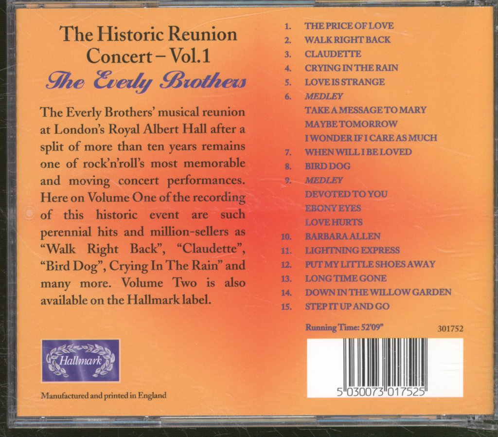 Everly Brothers - Historic Reunion Concert, Vol. 1 - Cd